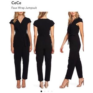 CeCe Faux Wrap Black Jumpsuit size 0